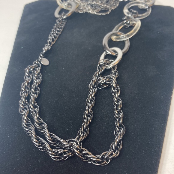 36" Long Talbots Multi Chain Style Silver & Dark Grey Tone Necklace - Picture 7 of 14